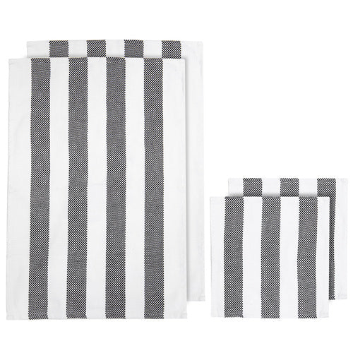 Stripe Black 4pc Kitchen Towel & Dishcloth